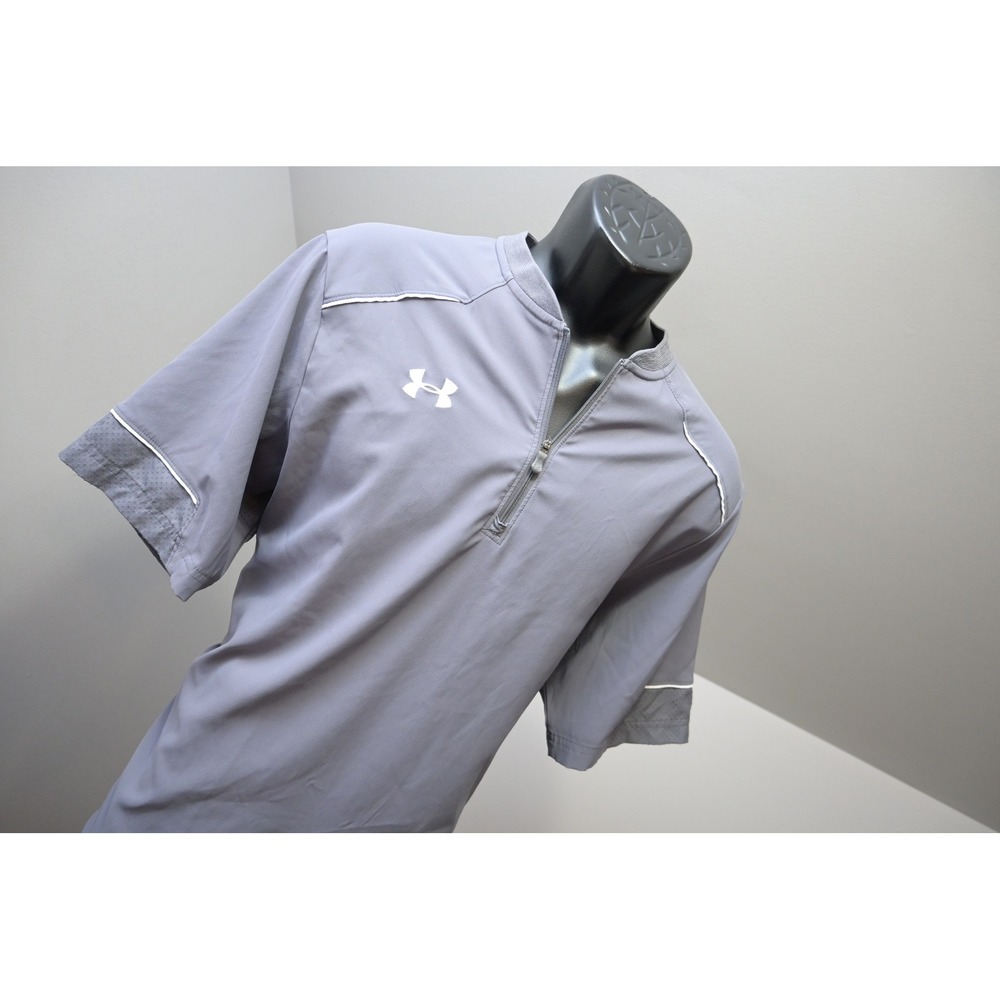 Under Armour Pullover Men Large Gray Short Sleeve Quarter Zip Athletic Excellent